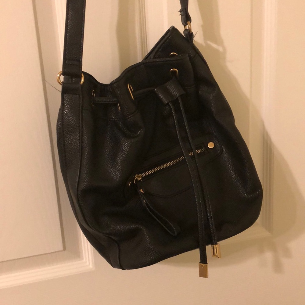 Black draw string purse